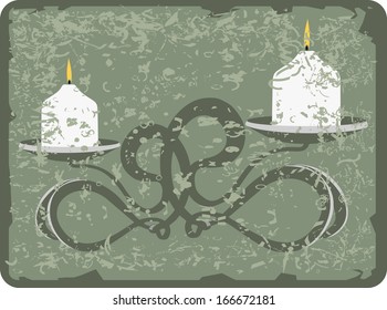 Old-fashioned elegant candlestick-vintage background