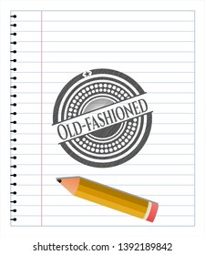 Old-fashioned emblem draw with pencil effect. Vector Illustration. Detailed.
