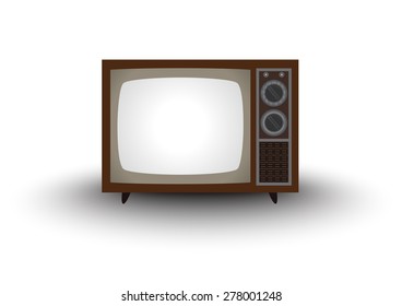Old-fashioned four legged TV set isolated on white background.