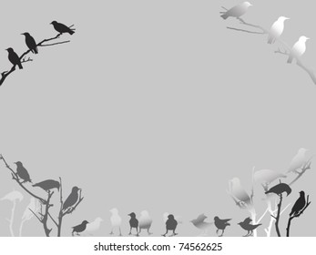 old-fashioned gray birds background