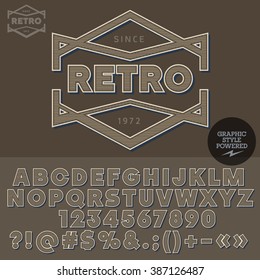 Old-fashioned logotype for retro bar.  Vector set of letters, numbers and symbols.