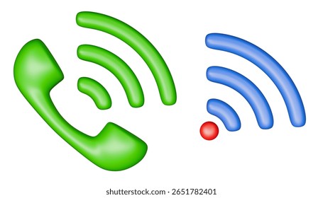 Antiga comunicação telefônica e símbolos de ponto de acesso sem fio wi-fi