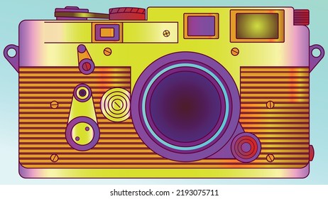 an old-fashioned photo camera. Nostalgia of the 90s. A vector image that is suitable for any purpose