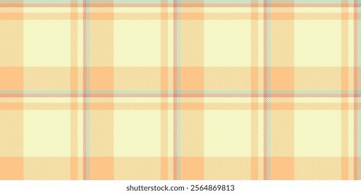 Old-fashioned plaid textile check, simple vector background pattern. Rough texture seamless tartan fabric in light and orange colors palette.