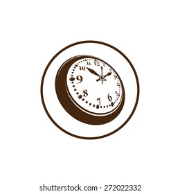 Old-fashioned pocket watch, vector graphic illustration. Simple timer, classic stopwatch. Time management symbolic icon.