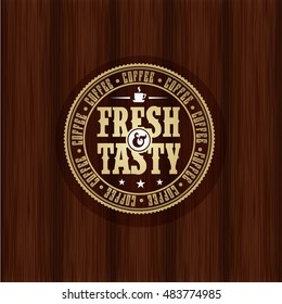 old-fashioned retro coffee vector sticker or stamp on the elderly wood texture espresso classical product coffee bean formal isolated timber cafe old mark older employment fancy publishing antique cur