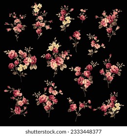 Old-fashioned rose flower material collection,