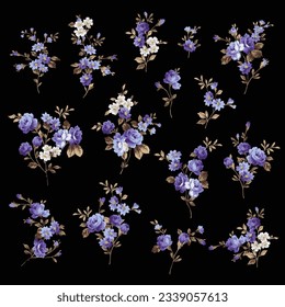 colección de material de flores de rosa de estilo antiguo,