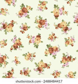 An old-fashioned rose flower pattern perfect for textiles,