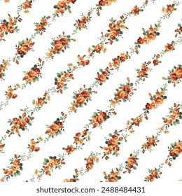 Un patrón de flor de rosa a la vieja usanza perfecto para textiles,