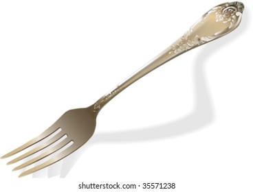 old-fashioned silver fork. vector illustration