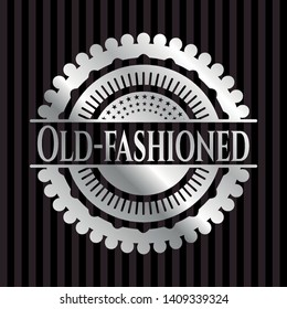 Old-fashioned silver shiny emblem]. Vector Illustration. Mosaic.