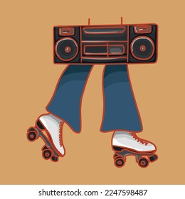 Old-fashioned tape recorder. Nostalgia of the 90s. An image that is suitable for any purpose