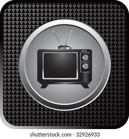 old-fashioned television on black web button