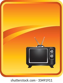 altmodisches Fernsehen auf orangefarbenem Hintergrund