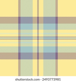 Old-fashioned textile tartan seamless, single fabric pattern background. Dining vector plaid check texture in pastel and yellow colors palette.