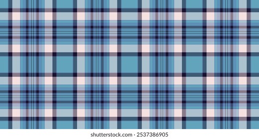 Old-fashioned texture fabric background, picture tartan vector plaid. Spring textile seamless pattern check in cyan and blue colors palette.