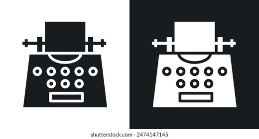 Old-Fashioned Typewriter Icon Set. Retro Writing Machine Vector Symbol.