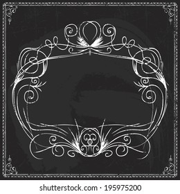 old-fashioned vector chalkboard calligraphy design straight classical nails fingers black border drawn sign empty ornate beauty series art turn ornamental vortex banner victorian filigree scroll divid