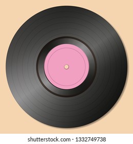 Old-fashioned vinyl record on a gray background. Vector image. Eps 10