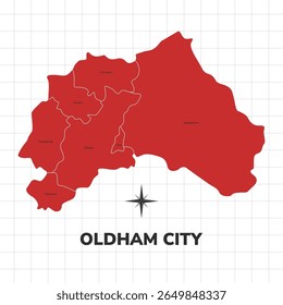 Oldham City map illustration. Map of the City in England