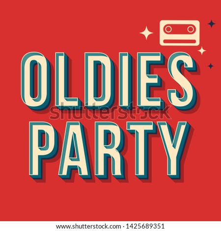 Oldies party vintage 3d vector lettering. Retro bold font, typeface. Pop art stylized text. Old school style letters. 90s, 80s poster, banner, t shirt typography design. Red color background