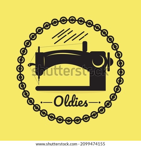 oldies sewing machine in silhouette style