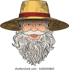 Oldman With Beard Farmer Vector