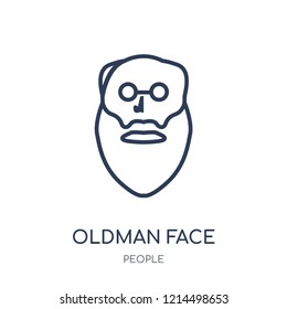 Oldman face icon. Oldman face linear symbol design from People collection. Simple outline element vector illustration on white background.