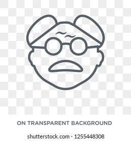Oldman face icon. Trendy flat vector Oldman face icon on transparent background from People collection. High quality filled Oldman face symbol use for web and mobile