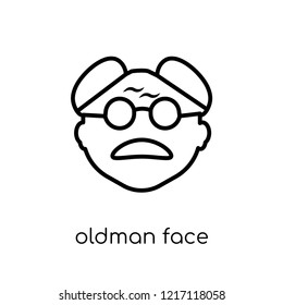 Oldman face icon. Trendy modern flat linear vector Oldman face icon on white background from thin line People collection, editable outline stroke vector illustration