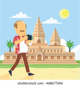 oldman visit angkor wat