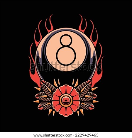 oldschool billiard tattoo vector design