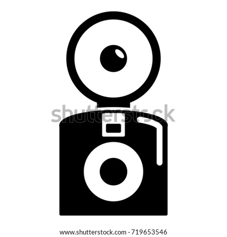 Oldschool camera icon . Simple illustration of oldschool camera vector icon for web design isolated on white background