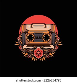 oldschool cassette illustration vector design