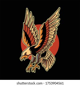 oldschool eagle tattoo vector design