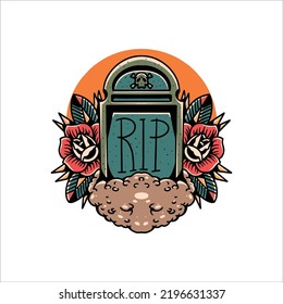 oldschool grave halloween vector design