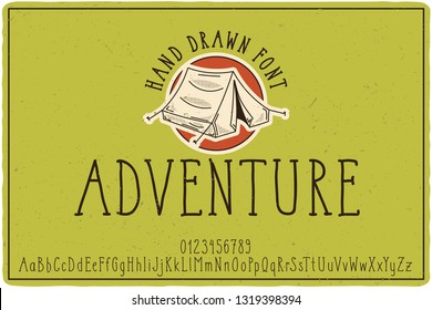 Oldschool hand drawn label typeface named Adventure. Vintage font for t-shirts, posters, old style labels etc.