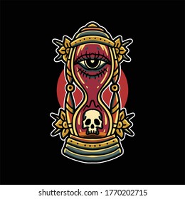 oldschool hourglass tattoo vector design