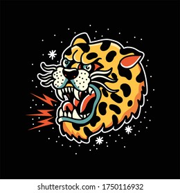 oldschool leopard vector illustration design