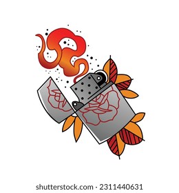 oldschool lighter tattoo vector design