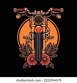 oldschool motorcycle tattoo vector design