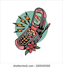 oldschool phone tattoo vector design