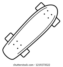 Oldschool skateboard. Vector flat outline icon illustration isolated on white background.