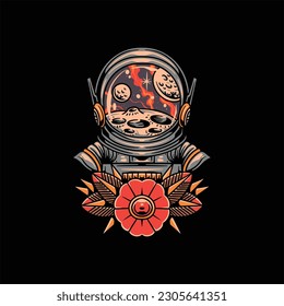 oldschool space tattoo vector design