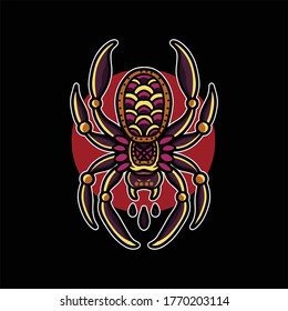 oldschool spider tattoo vector design