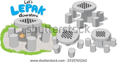 Old-school stone tables and stools can be found at the void decks or parks of Singapore's public housing flats for residents to mingle. Lepak in Malay means to relax, hang out, or chill.