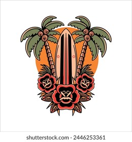 oldschool summer tattoo vector design