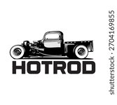 OLDSCOOL HOT ROD CAR, LOGO HOTROD, TRUCK HOT ROD  VECTOR