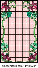 Old-style Art Nouveau stained glass frame.